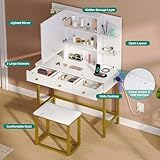 YITAHOME Dressing Table with Large Mirror & Power Hub, Makeup Desk for Bedroom, Apartment, or Dressing Area, Sturdy Built Vanity Table with Hidden Storage & 3 Drawers, White, 90x40x137cm - Image 2