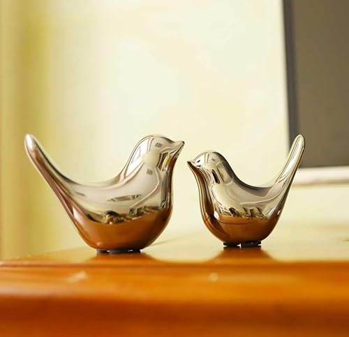 Miniatura 2 de VOFSBSFE Decoración moderna de granja de pájaros, figuras de animales, decoración de primavera, decoración de escritorio de pájaros plateados,