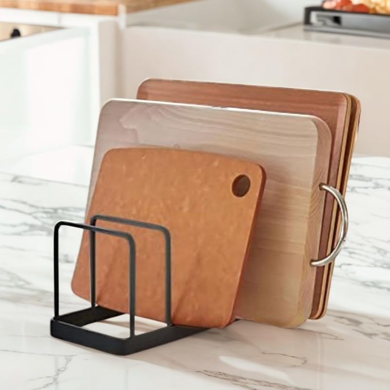 Image of Small Plate Stand Rack - Pack of 2 Black Iron Dish Rack Organizers for Countertop, Space-Saving 5-Slot Kitchen Plate Holder, 8.25 inch L x 5 inch W x 4.5 inch H