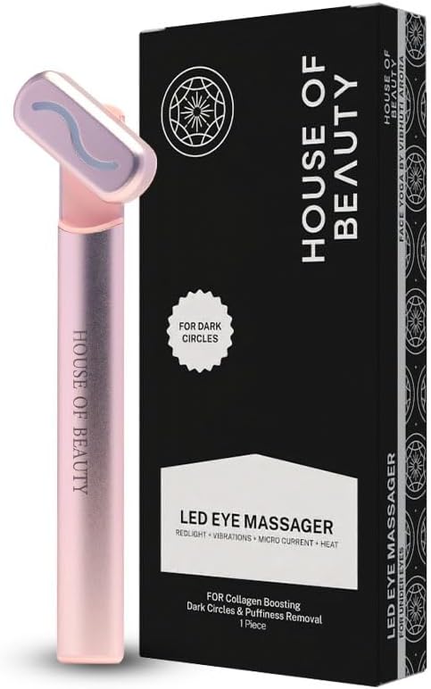 - LED Eye Massager - 4 in 1 Vibration + Heat + Microcurrent + Red light Massage Wand for Reduced Puffiness & Collagen Boost – Rechargable, Adjustable & Portable for Home Use, 1 Piece