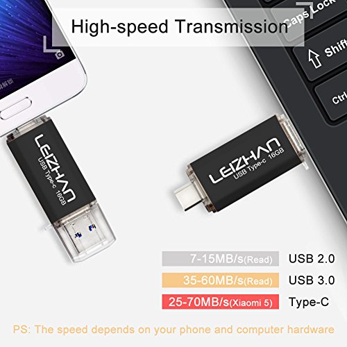 LEIZHAN 16GB 3.0 OTG USB Flash Drive Type-C Black