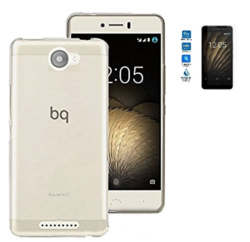TD24H Funda TPU para BQ Aquaris U/U Lite 100% Transparente + Protector Pantalla 9H