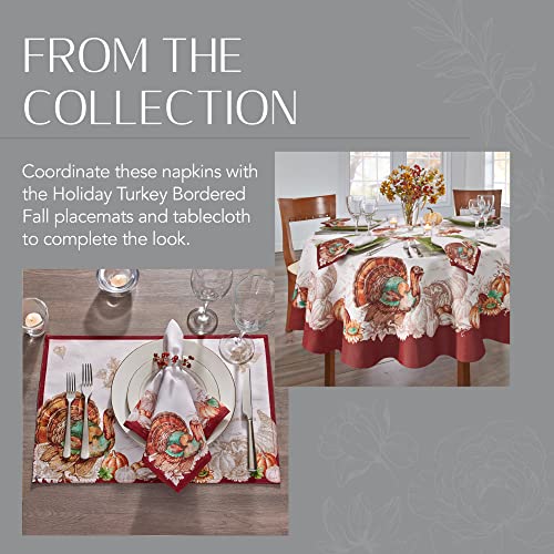 Elrene Home Fashions Holiday Turkey Bordered Fall Napkins, Seasonal Fall Cloth Napkins, 17" x 17", Set of 8 by Elrene - Image 5