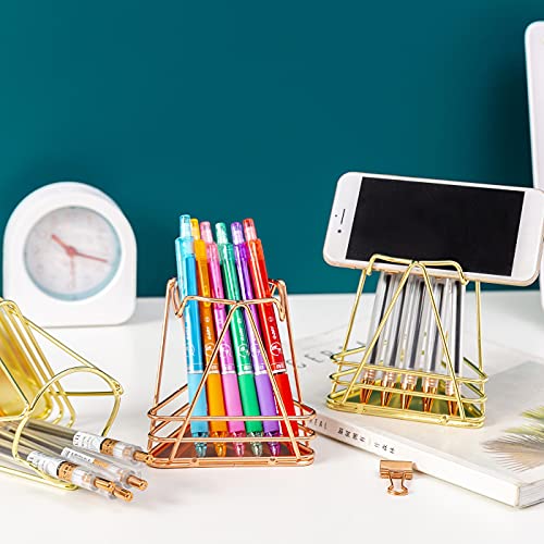 SDTFGRGHJD Eenvoudige Stijlvolle Metalen Pen Houder Driehoekvormige Bureau Organizer Case Multifunctionele Metalen Pen… - Image 4