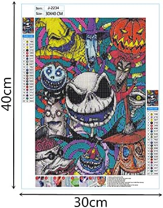 TOOINKCV 5D DIY Diamond Art Painting Kits Full Drill, Halloween Skull Canvas Diamond Rhinestone Cross Stitch Embroidery Picture Painting by Numbers for Adults Kids Home Wall Art Decor
