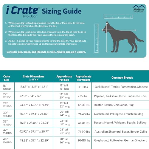 MidWest Homes for Pets iCrate Hundebox, klappbar, mit 2 Türen, Trennwand, auslaufsichere Bodenwanne, sichere Riegel, Drahtgitterbox, sehr große Rassen, tragbar, robust, leichter Aufbau, 122 cm
