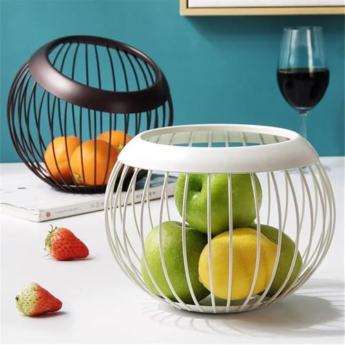 Centro de mesa frutero de hierro negro con cesta de drenaje multiusos 5