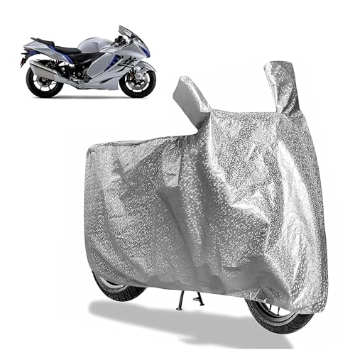 Image of Sulfar Bike Cover for Suzuki Hayabusa (Hypersport) | Waterproof, Dustproof & UV Protected | All Weather Two Wheeler Cover (Silver) New 2026 Variants