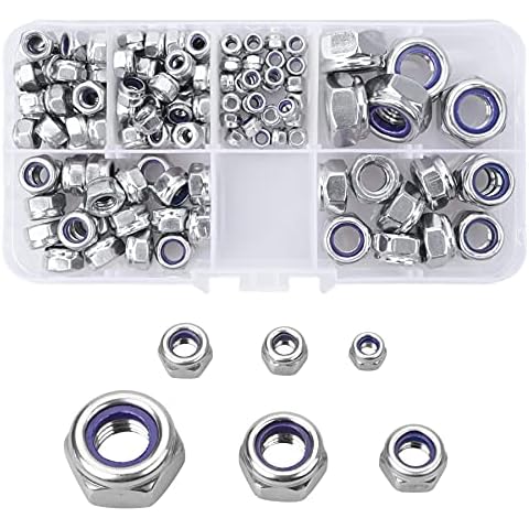YSDMY 135 Pcs Hex Lock Nut Assortment Kit M3 M4 M5 M6 M8 M10 Cover