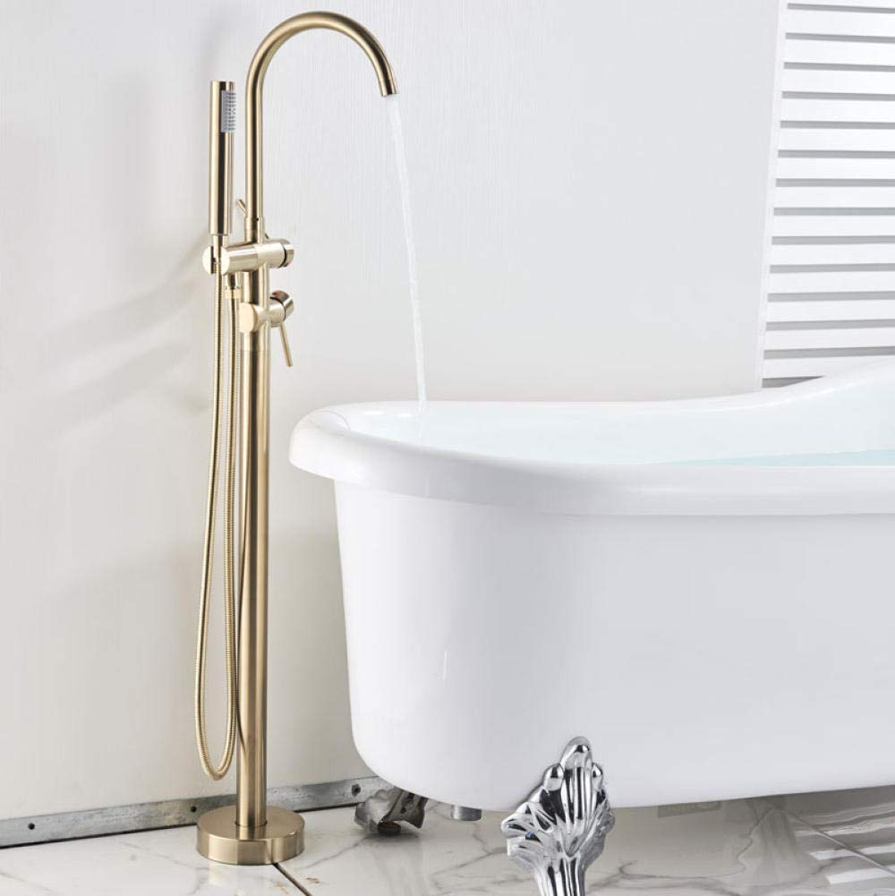 SBCGFY Bathtub Floor Stand Faucet Mixer Single Handle Mixer Tap 360 Rotation Spout With Abs Hand Shower Bath Mixer Shower