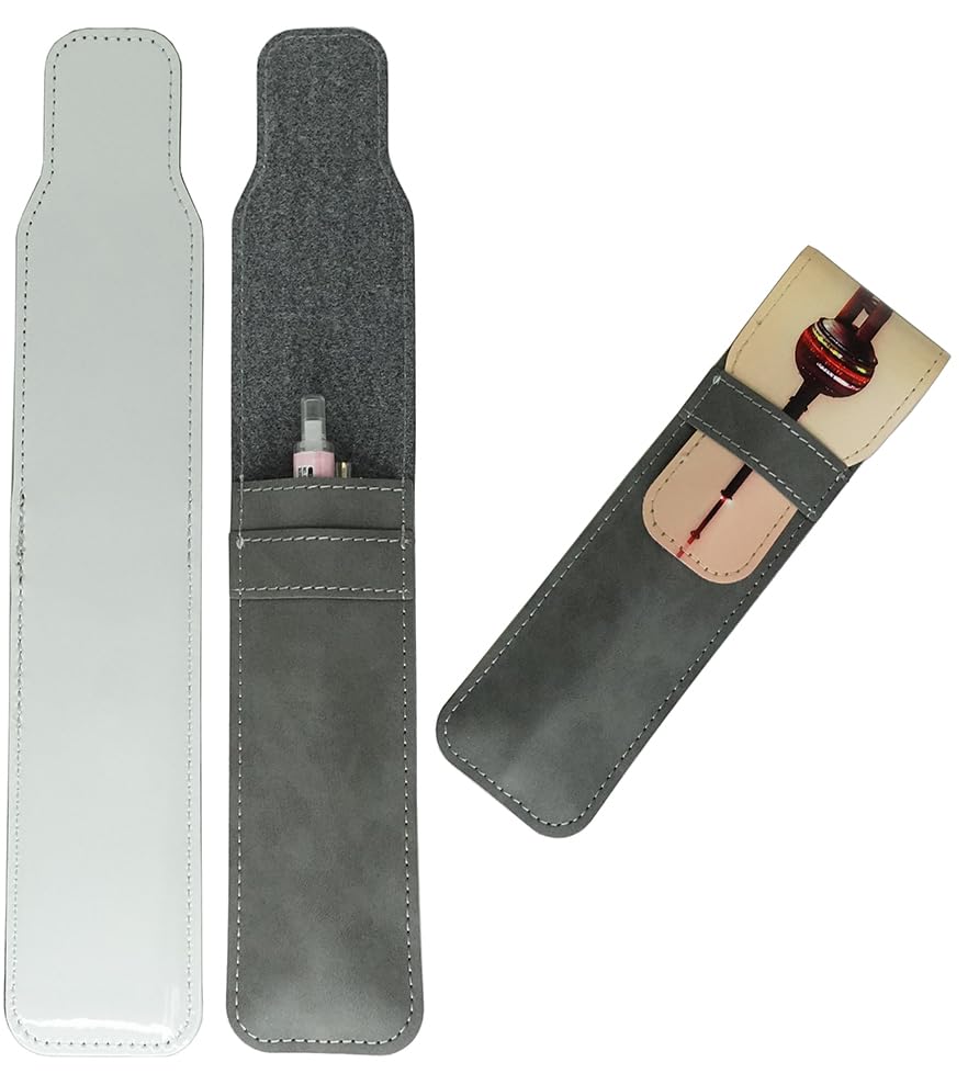 Yongkang Estojo Para Canetas Por Sublimação, Conjunto De 3 Peças (Couro Liso + Couro Colorido), Capacidade Para 1 A 3 Canetas, Processo De Personalização (Cinza)