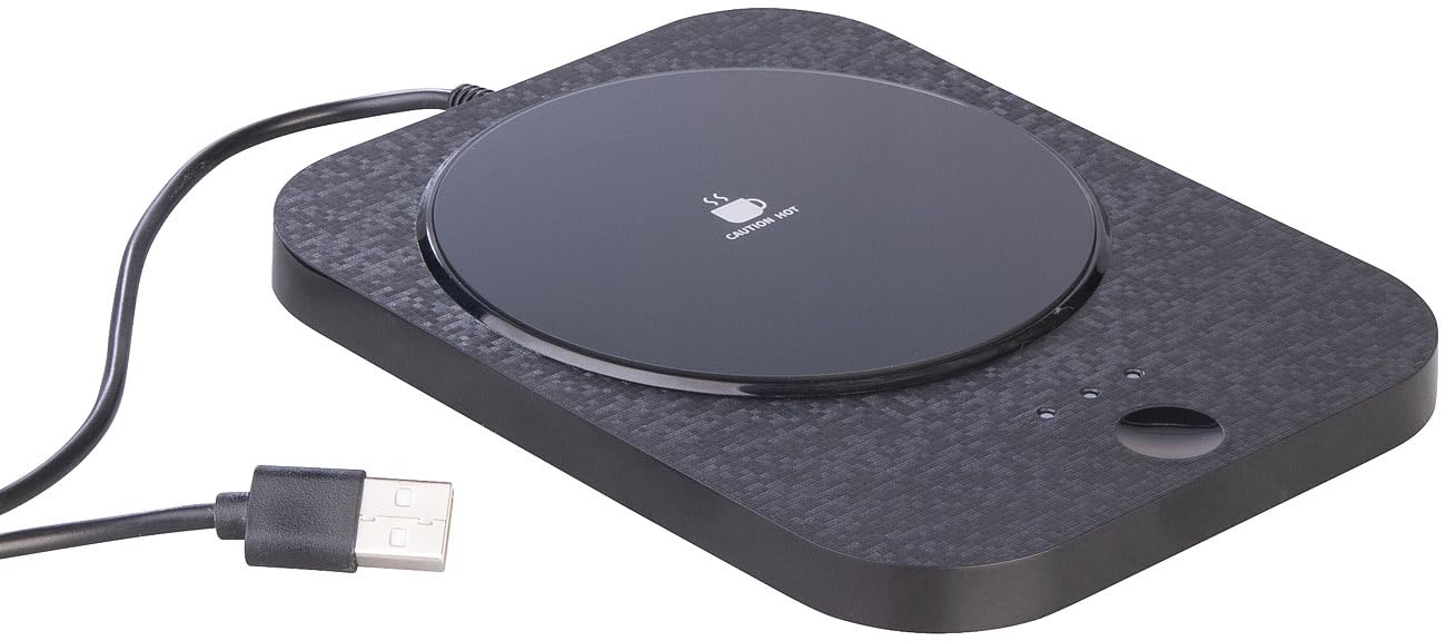 PEARL scalda tazze elettrico: scaldacaffe USB 2in1 con stazione di ricarica compatibile Qi, con 15 watt, fino a 55 °C (scalda tazza USB tazza, 6s)