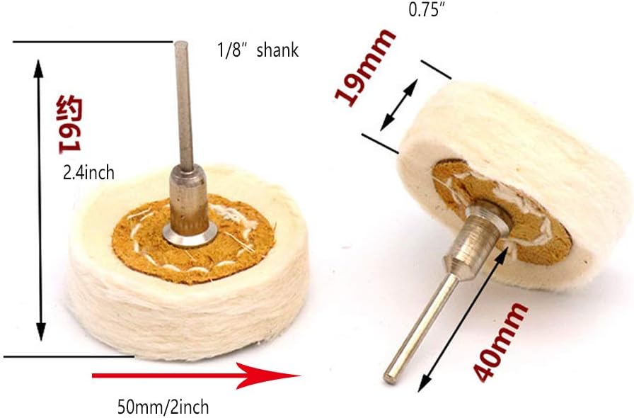 Chiloskit 2Pcs 2" Cloth Polishing Mop Wheel Buffing Wheel Grinding Head Set For Rotary Abrasive Tools Accessories, 1/8 Mandrel Compatible with Most Rotary Accessories (White Cloth)