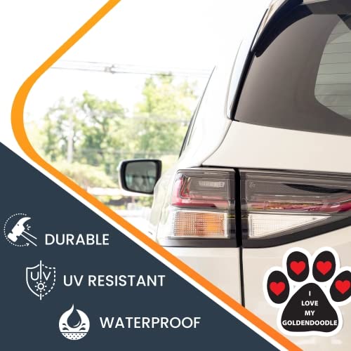 Image of I Love My Goldendoodle Pawprint Car Magnet 5 Inch, Dog Lover Gift