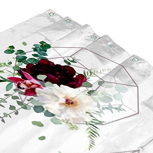 Rideau de douche imperméable motif fleurs géométriques polyester 180x180cm