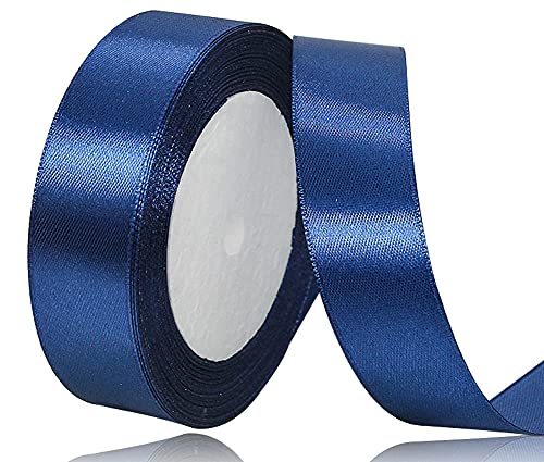 Nastro di raso blu scuro largo 25 mm e lungo 22 m, decorazione per regali, matrimoni, battesimi e compleanni