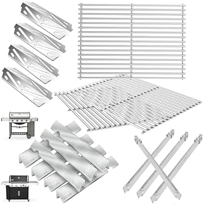 Genesis II GS4 Grill Parts for Weber 4 Burner Genesis 2 GS4 Genesis II/II LX 400 SER, Genesis 400 (2022 YRS) Replacement for Weber Flavorizer Bars 66033, Grates 66089,Heat Deflector 66041&Burner 67490