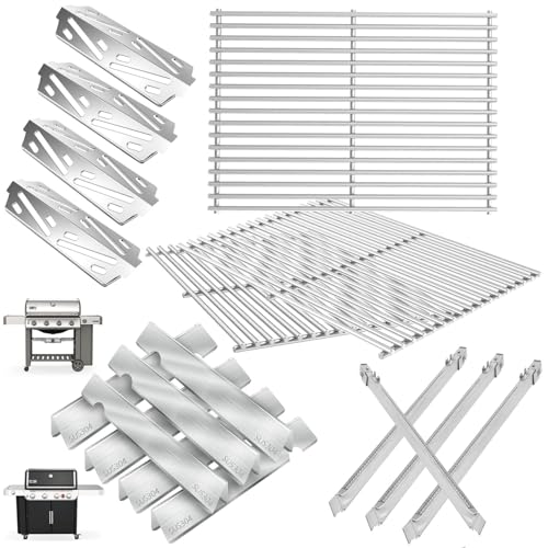 Genesis II GS4 Grill Parts for Weber 4 Burner Genesis 2 GS4 Genesis II/II LX 400 SER, Genesis 400 (2022 YRS) Replacement for Weber Flavorizer Bars 66033, Grates 66089,Heat Deflector 66041&Burner 67490