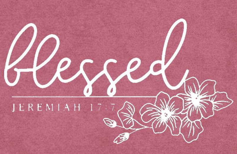 Christian Shirt for Women Blessed Letter Print Bible Verse T-Shirt Retro Faith Short Sleeve - Image 5