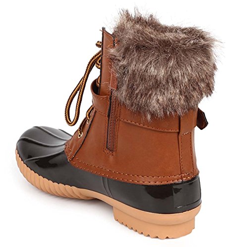 Nature Breeze Duck-01 Women's Chic Lace Up Buckled Duck Waterproof Snow Boots,Tan,6.5 - Thumbnail 5