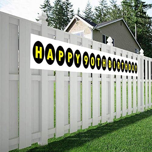 (Happy 90th Birthday) - Happy 90th Birthday Banner, 90 Birthday Party Sign Supplies Decorations