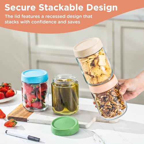 DRKIO 16 Oz Glass Overnight Oats Containers with Lids Chia Pudding Jars