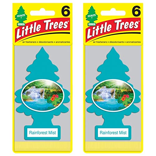 Image of Little Trees Cardboard Hanging Car, Home & Office Air Freshener, Rainforest Mist (Pack of 12)