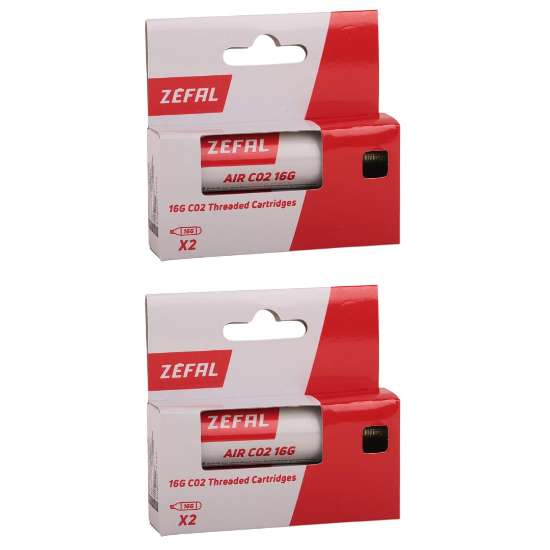 ZEFAL Pack Cartouche CO2 16g - 2 Boîtes de 2 Cartouches Filetées pour Pompe à Vélo