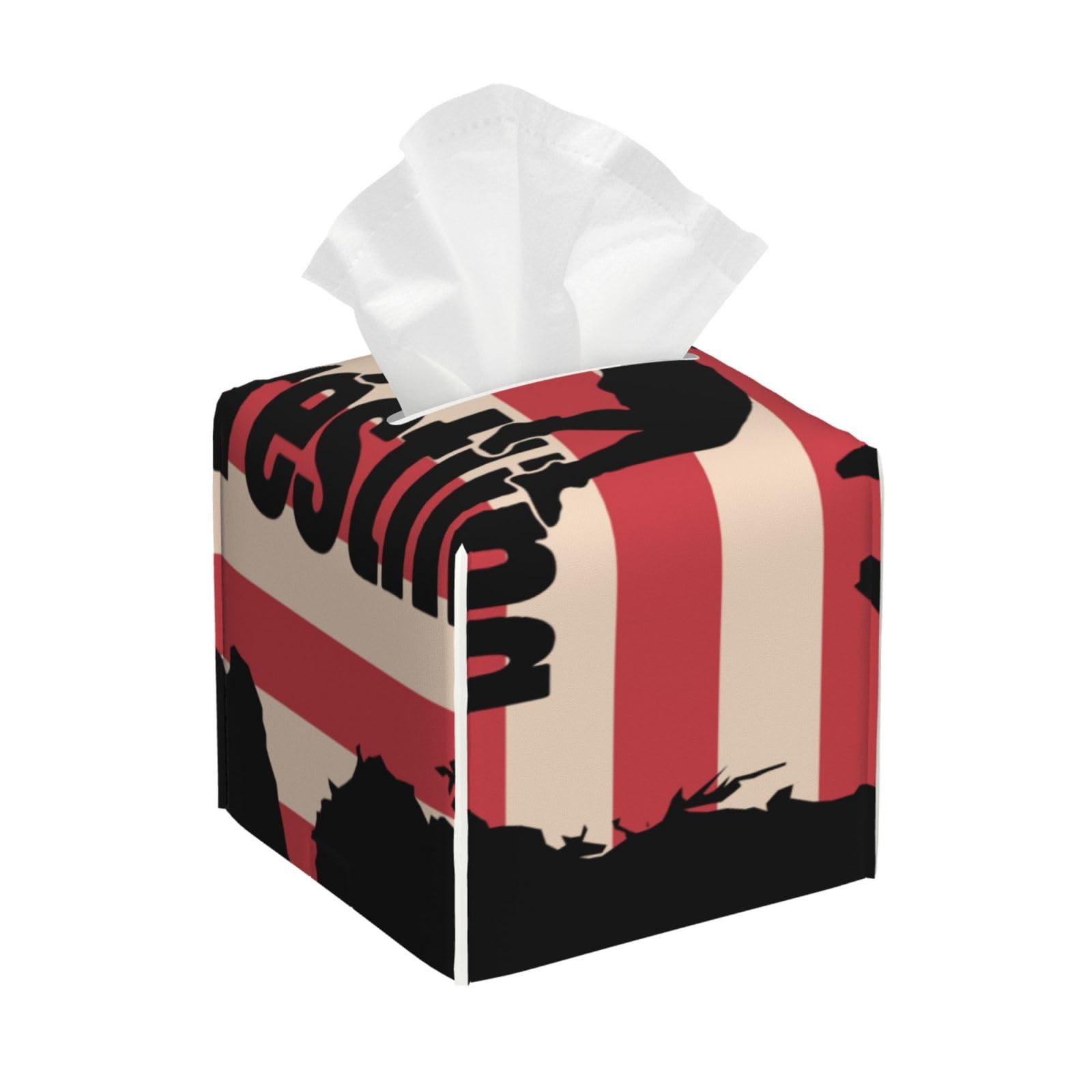 American Wrestling Flag Square Tissue Box Cover with Modern and Stylish Bottom Tissue Box Storage Space