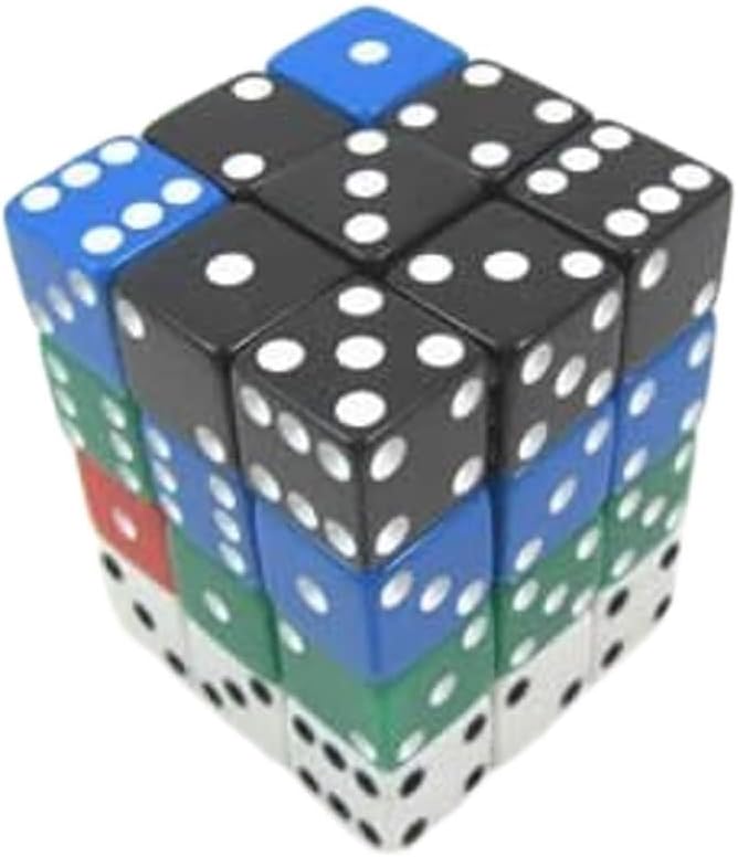 Assorted Opaque Squared Corner Dice 12mm (1/2in) Six Sided (d6) Pack of 36 Dice Koplow Games