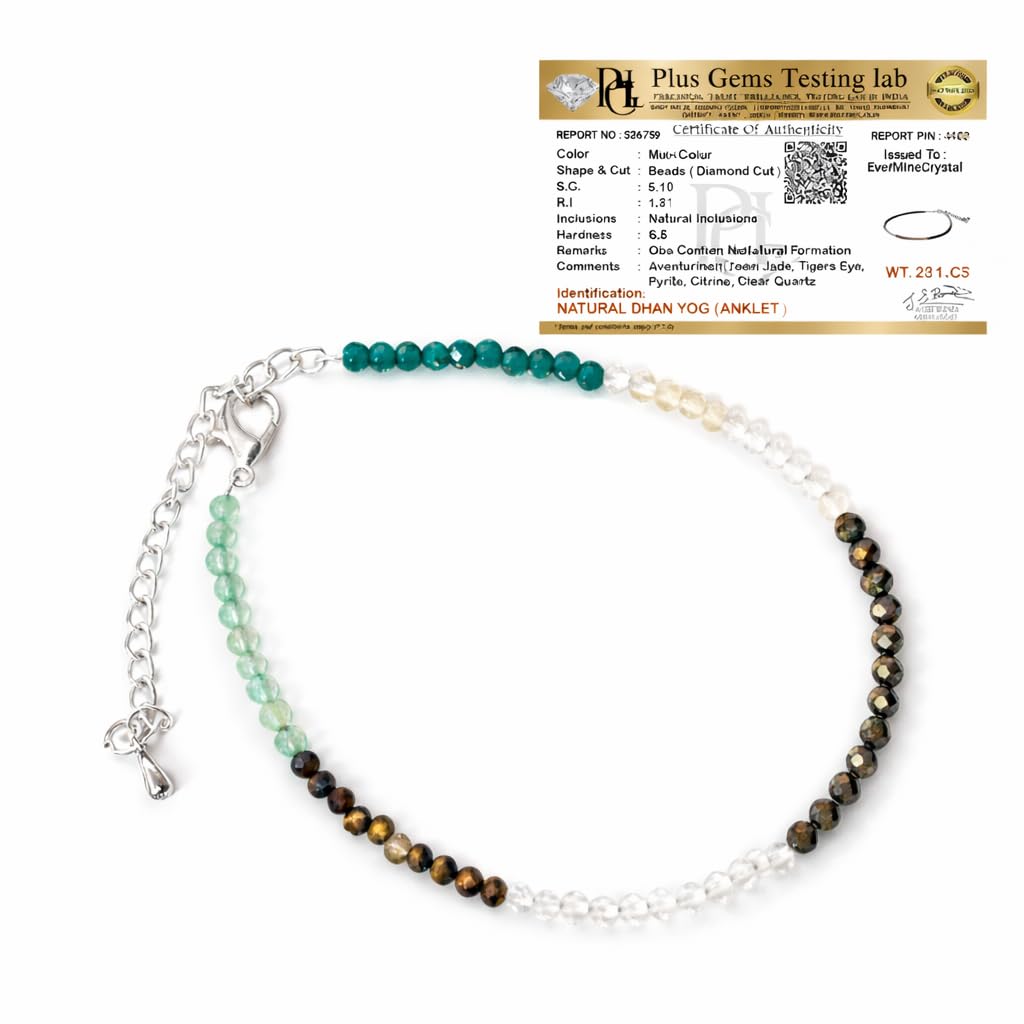 Dhan Yog Pyrite Anklet for Women | Stone of Money, Wealth, Protection & Power | Natural Crystal Spiritual Anklet | Energy Healing Jewellery | Lucky & Prosperity Gift Item for Women-image-15