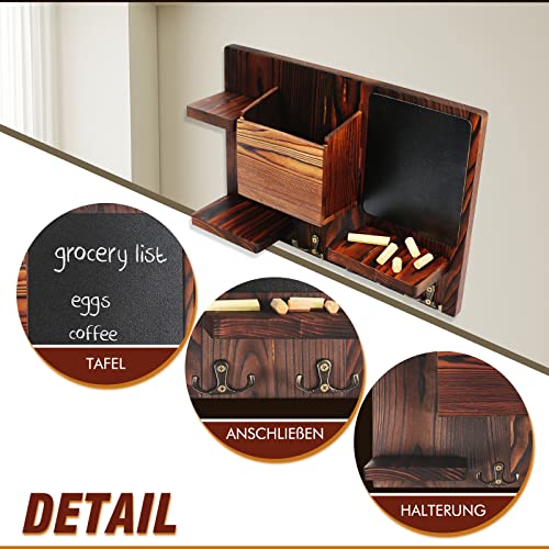 MAYJOYDIY Wikingeraxt Schlüsselhalter - Holz Wandhalterung Mit 5 Haken 30x20cm