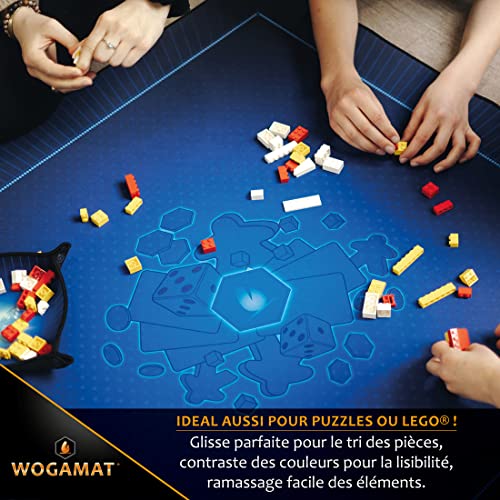 WOGAMAT Große Spielmatte aus Neopren, XL, Blau, 92 x 92 cm, für Kartenspiele, Würfel, Brettspiele – Neopren, leise, dick, waschbar und rutschfest, luxuriöses Finish, Multiplaymatte