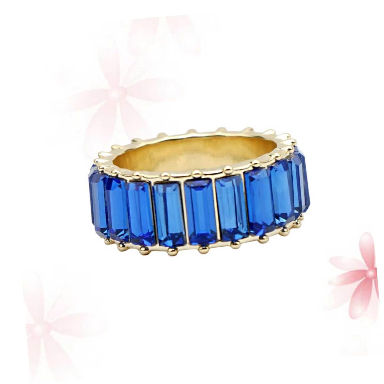 JEWEDECO Elegant Rainbow Ring for Women Sterling Silver Finger Jewelry Ring