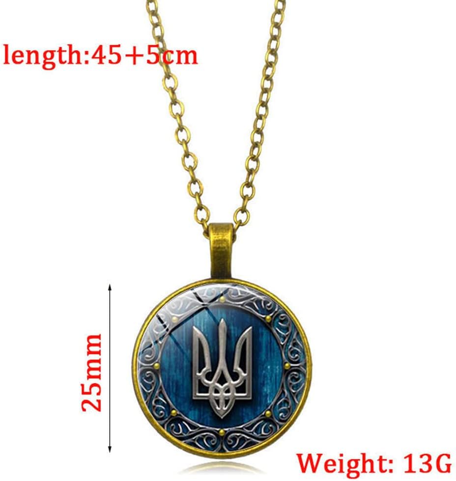 Tryzub Ukrainian Trident Pendant Necklace for Women Men,Ukraine Flag Symbol Logo Necklace,Spiritual Jewelry Necklace 18'' Chain+2'' Extender (Box Packaging)