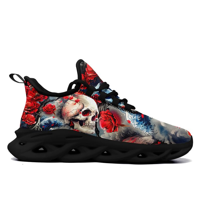 Women's Skull Running Shoes Lightweight Athletic Trail Tennis Shoes Cool Supportive Workout Gym Sneaker for Men2