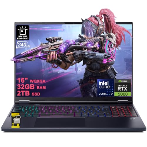 Image of Acer Predator Helios Neo 16S AI Gaming Laptop 16 inch 2560x1600 OLED 240Hz 100% DCI-P3 Intel 24-core Ultra 9 275HX 32GB DDR5 2TB SSD GeForce RTX 5060 GDDR7 (Up to 572 AI Tops) RGB Backlit Win11 ICP Hub