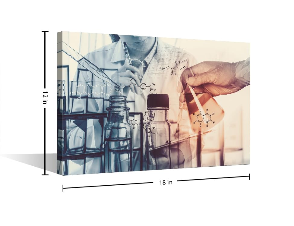 Image of 1 Panels Clinical Laboratory Wall Art Laboratory Research Concept Wall Pictures Posters & Prints Medical Prints for Wall Decor Giclee Wooden Framed Gallery-Wrapped Ready to Hang (12 inch Wx18 H)