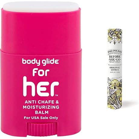 Body Glide for Women Anti-Chafe Balm and Poo-Pourri Before-You-Go Toilet Spray Combo