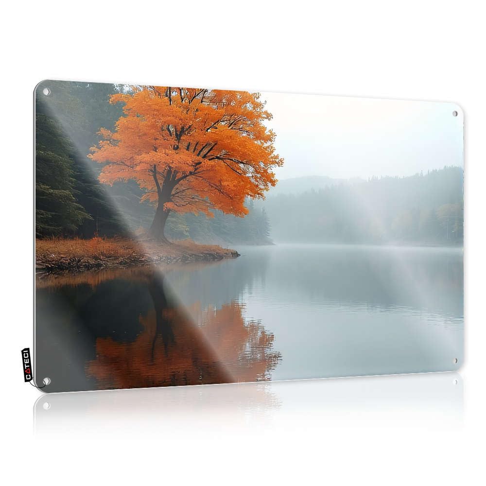 Funny Wall Art Old Decaor Home Decor - Autumn Tree Reflected In Calm Lake. Gift For Her Rustic Style Artwork For Saloon Bar(20X30CM)