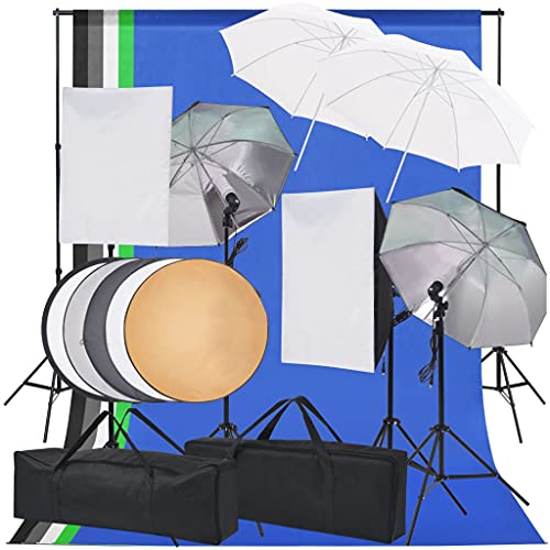 vidaXL Fotostudio Set Hintergrundsystem Softbox Studioleuchte Schirm Stativ