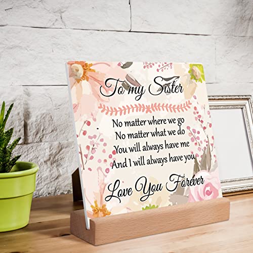 Funnli Sister Gifts From Sister Acrylic Plaque With Sayings Sister Gifts - Sister Birthday Gifts From Sister Desk Decorations - Anniversary Wedding Christmas Graduation Gifts For Sister #TOP6