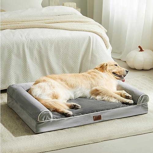 Figopage-Orthopedic-Dog-Sofa-Bed-for-Large-Dogs-Pet-Couch-with-Removable-Washable-Cover-and-Waterproof-Liner-Egg-Foam-Bolster-with-Nonskid-Bottom