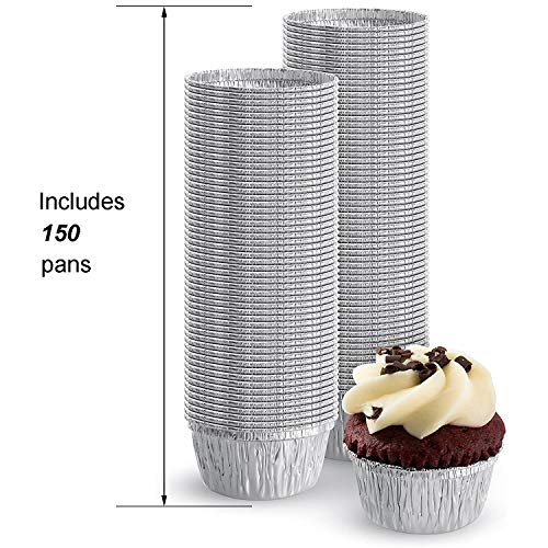 Qicfrk 150 Pack Aluminum Foil Ramekins, 4 Oz Disposable Aluminum Souffle Cups Foil Baking Cups Baking Cups Foil Cups Pans For Tart thumb #3