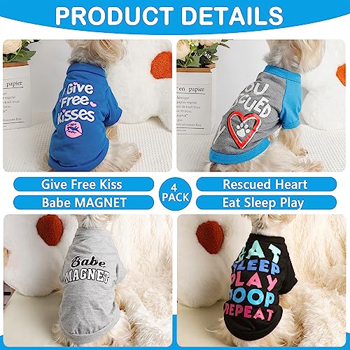 Yikeyo-Dog-Tshirts-for-Small-Dogs-Boy-Small-Dog-Clothes-MaleDog-Clothes-Shirts-for-Small-Medium-Dogs-BoyCat-Summer-Pet-Puppy-Shirt-for-Chihuahua-Yorkies-Cute-Pattern-Set-of-4-4PC-Medium