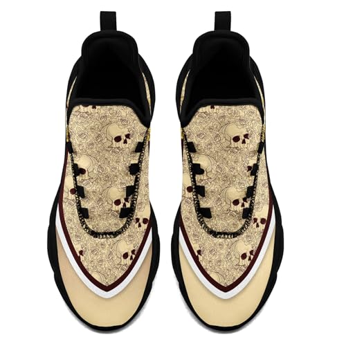 Men's Road Runnig Shoes Non-Slip Lightweight Fashion Skull Rose Walking Sneaker Athletic Cool Cushioned Sport Shoes for Women4