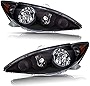 BRYGHT Headlight Assembly Set Replacement for 2005 2006 Toyota Camry LE XLE SE Black Housing with Amber Reflector