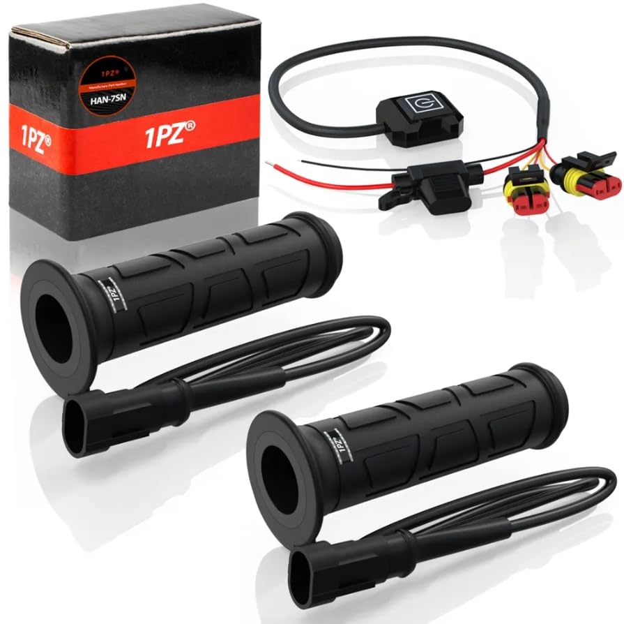 1PZ JP5-H2G 3段階調節 12V 電熱グリップ オートバイ ヒーテッドグリップ 防水設計 過熱保護 22mmハンドル対応 バイク ヒーターグリップ ブラック ATV バギー スクーター用