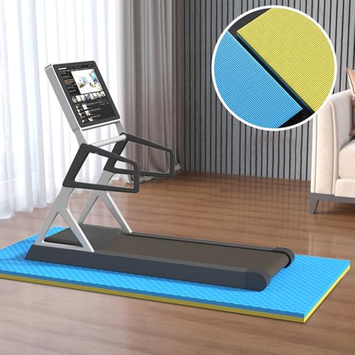 Tapis de course épais 200x100 cm bleu et jaune pour gym à la maison