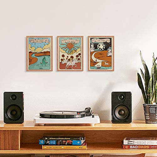 Yumknow Boho Hippie Room Decor - Unframed 8X10 Set Of 3, Cute Tarot Card Wall Art Print Posters For Room Aesthetic, Witchy Alt Indie Astrology Kawaii For Teen, Bohemian Vintage Wall Decor For Bedroom #TOP6